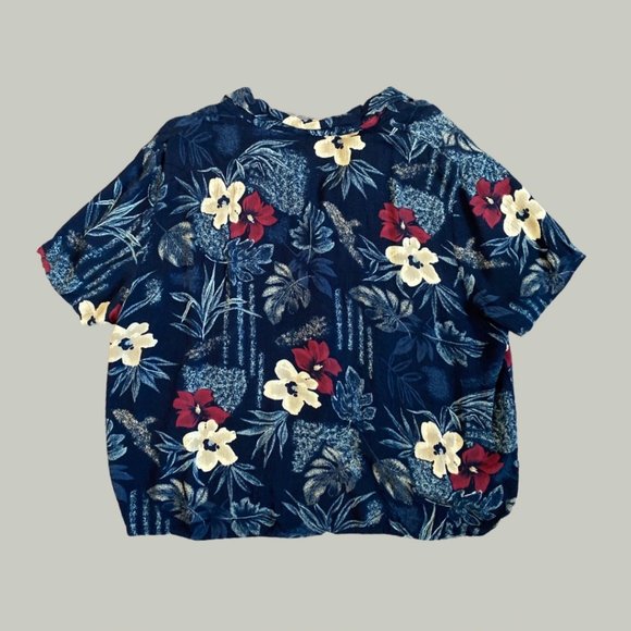 Sag Harbor Petite Black Floral Button Front Blouse - Picture 6 of 6